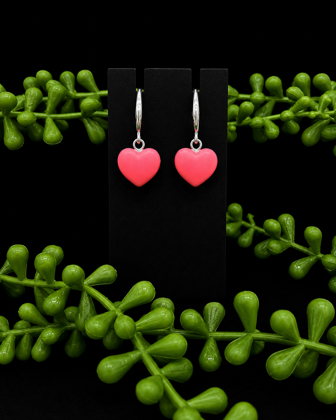 Earrings - Puffy Heart Charms - Pink (Sami Collection)