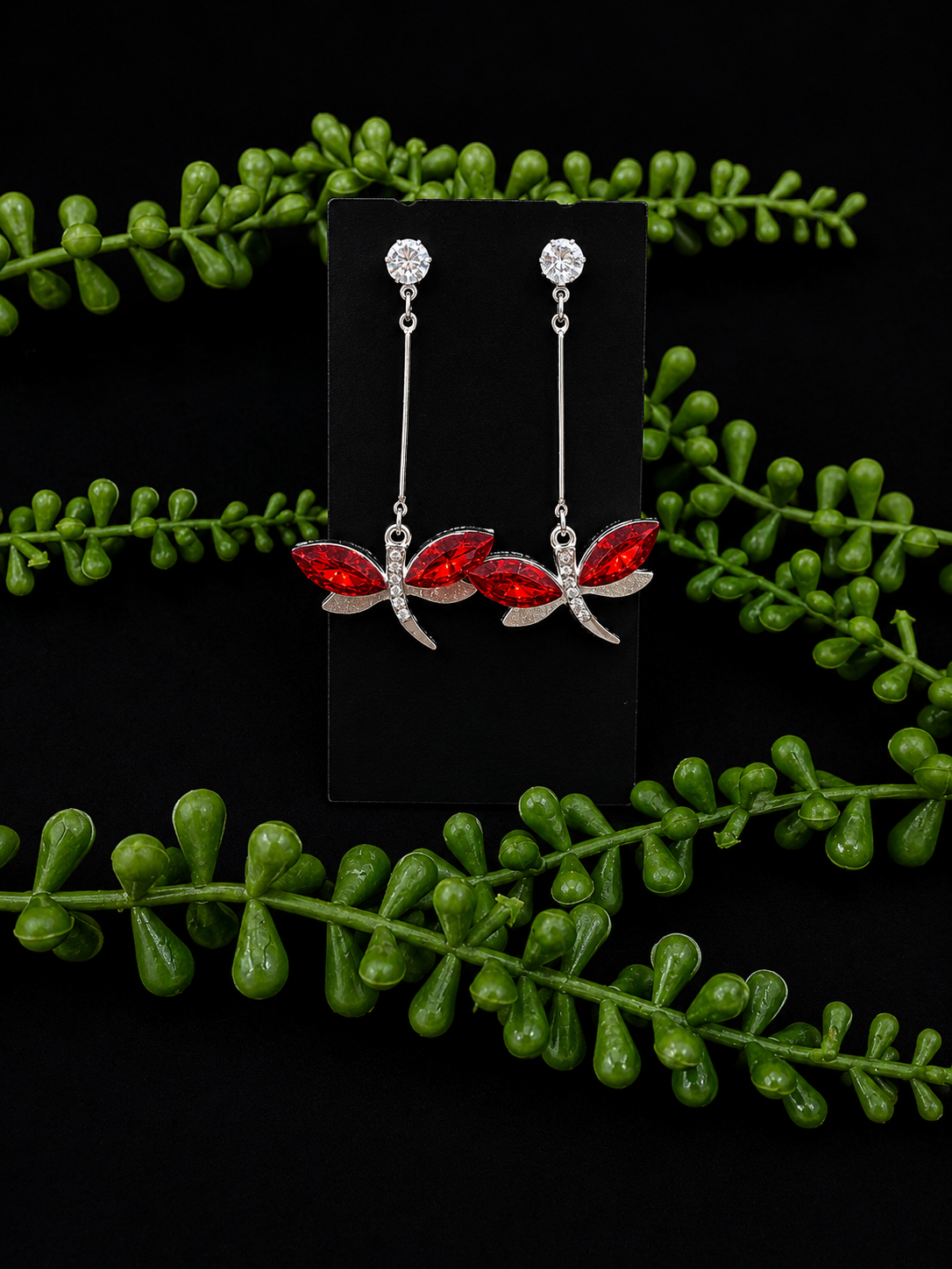 Earrings - Red Dragonflies