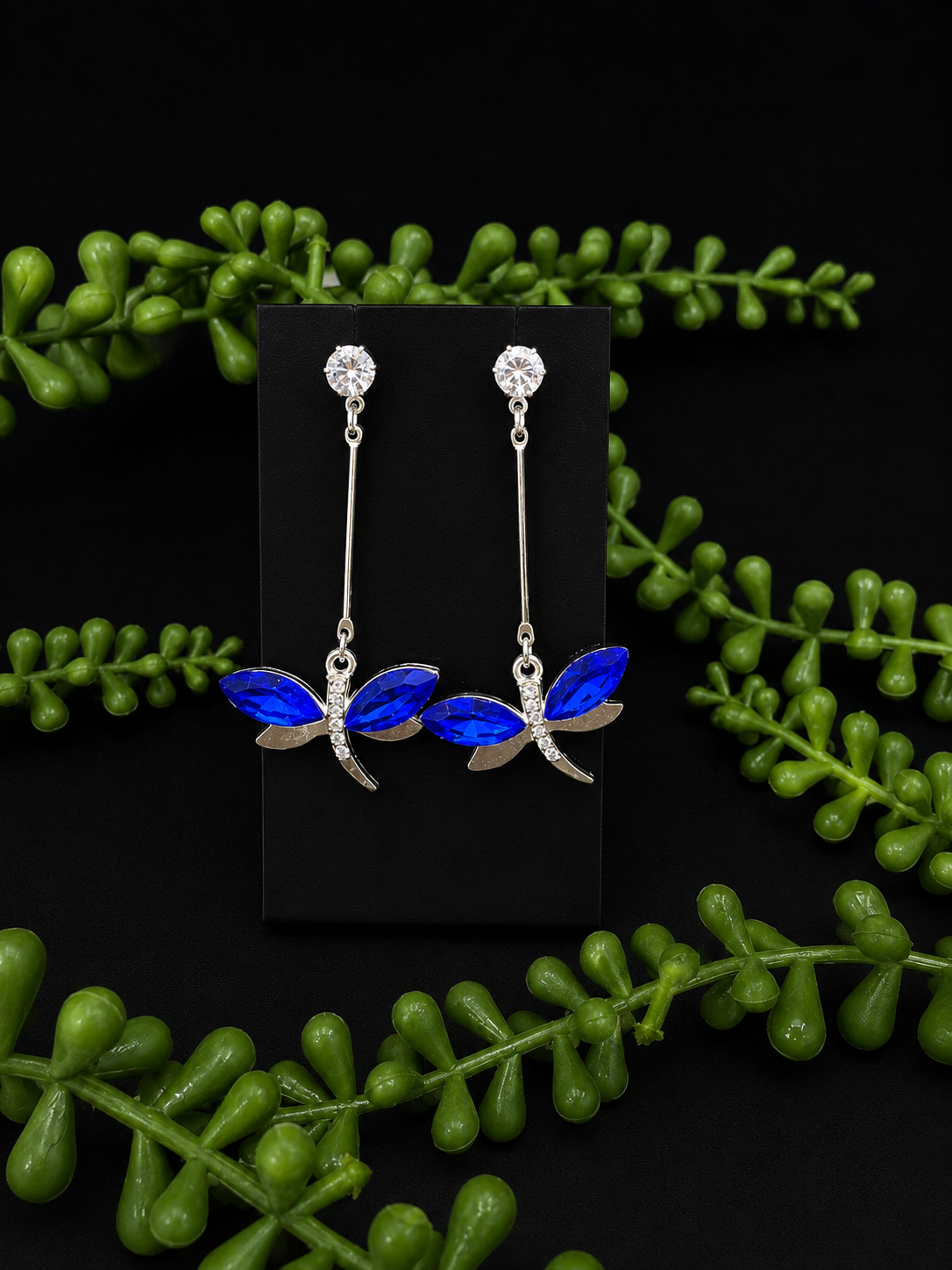 Earrings - Dark Blue Dragonflies