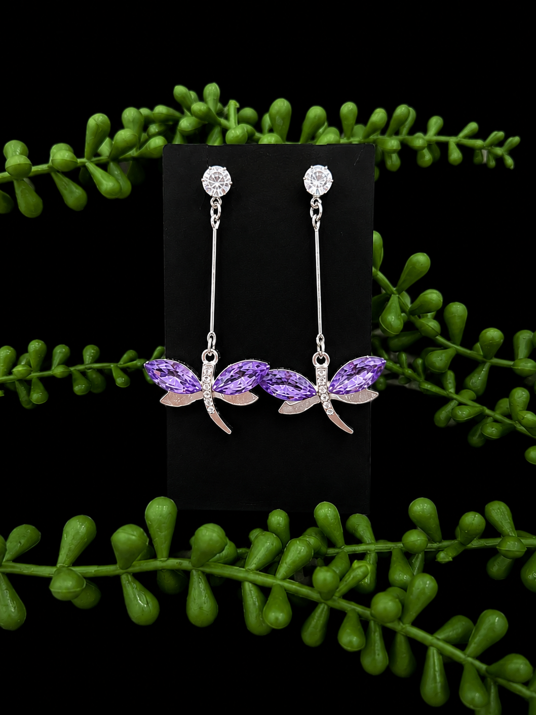 Earrings - Purple Dragonflies