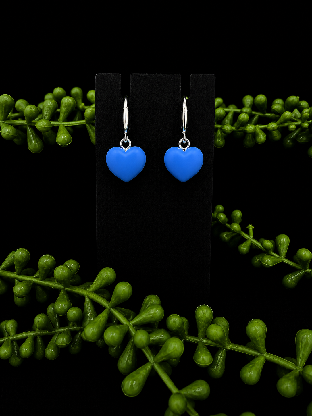 Earrings - Puffy Heart Charms - Dark Blue (Sami Collection)