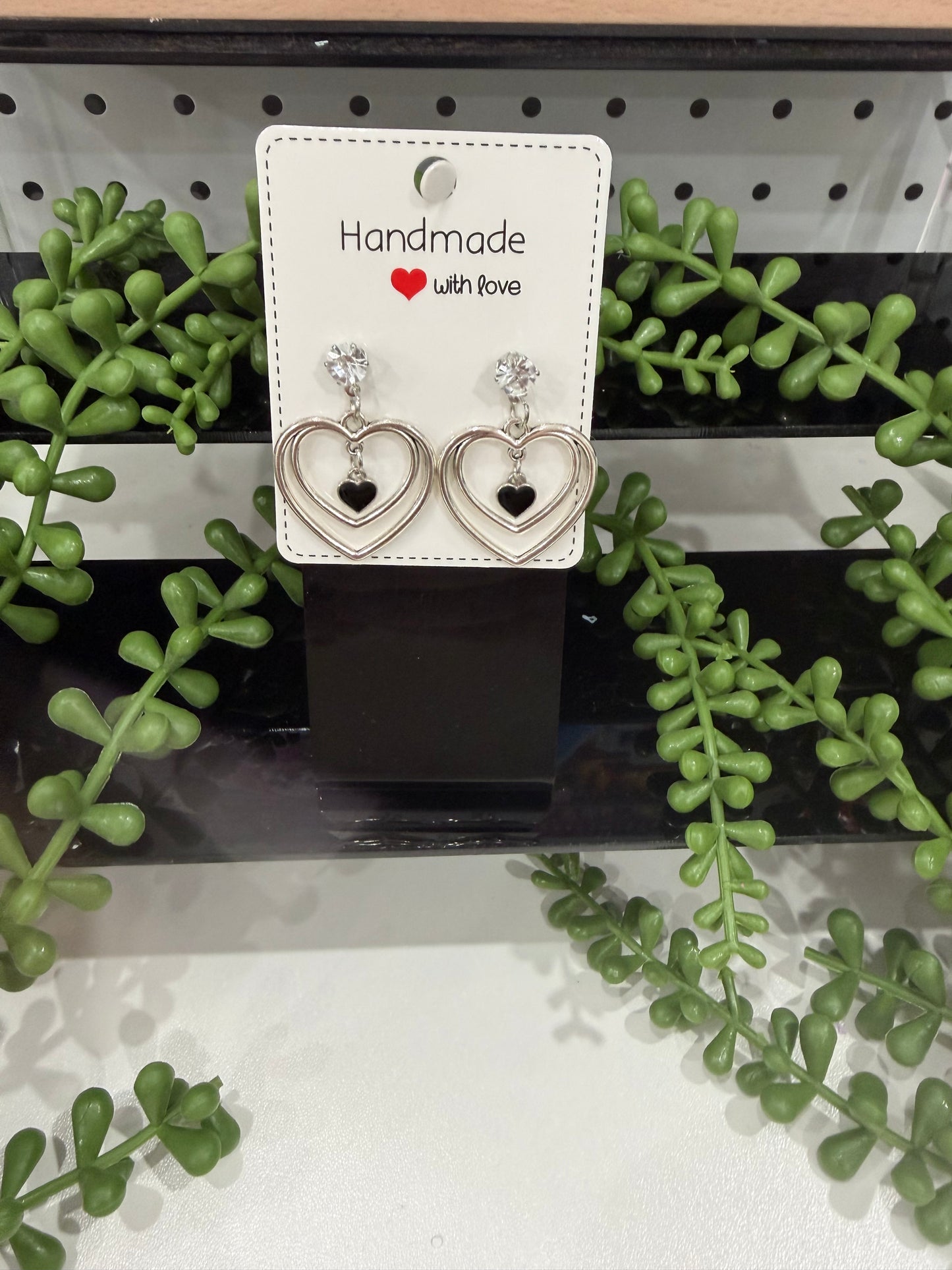 Earrings - Silver Lined Heart