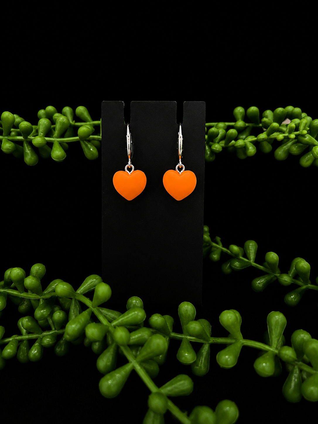 Earrings - Puffy Heart Charms - Orange - (Sami Collection)