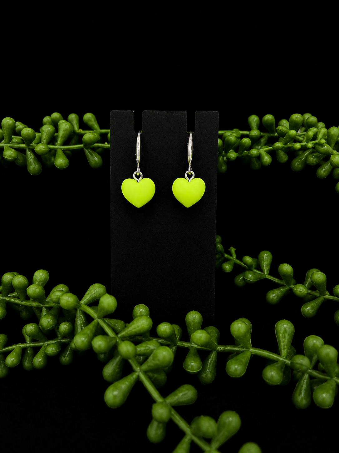 Earrings - Puffy Heart Charms - Green (Sami Collection)