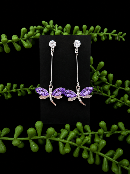 Earrings - Purple Dragonflies