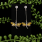 Earrings - Citrine coloured Dragon Flies