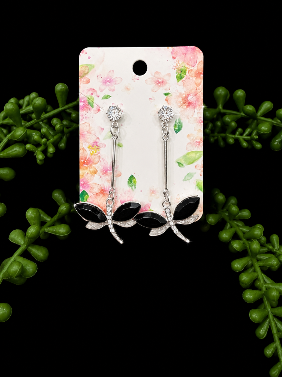Earrings - Black Dragon Flies