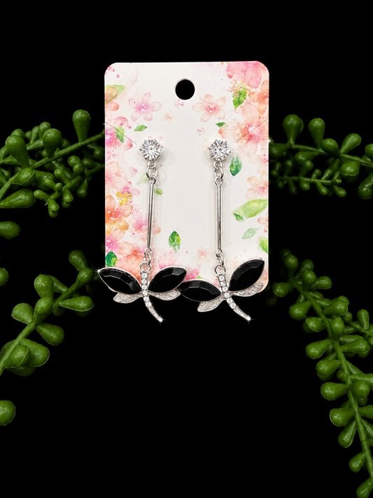 Earrings - Black Dragon Flies