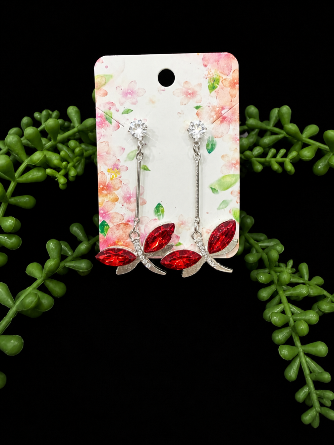 Earrings - Red Dragonflies
