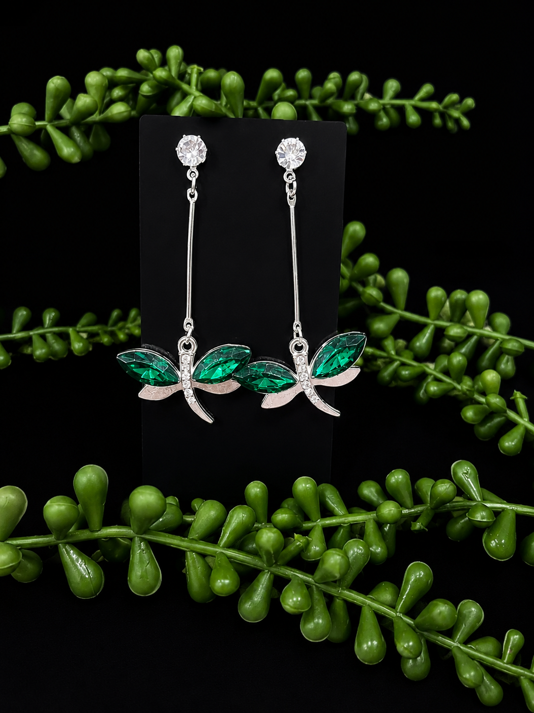 Earrings - Green Dragonflies
