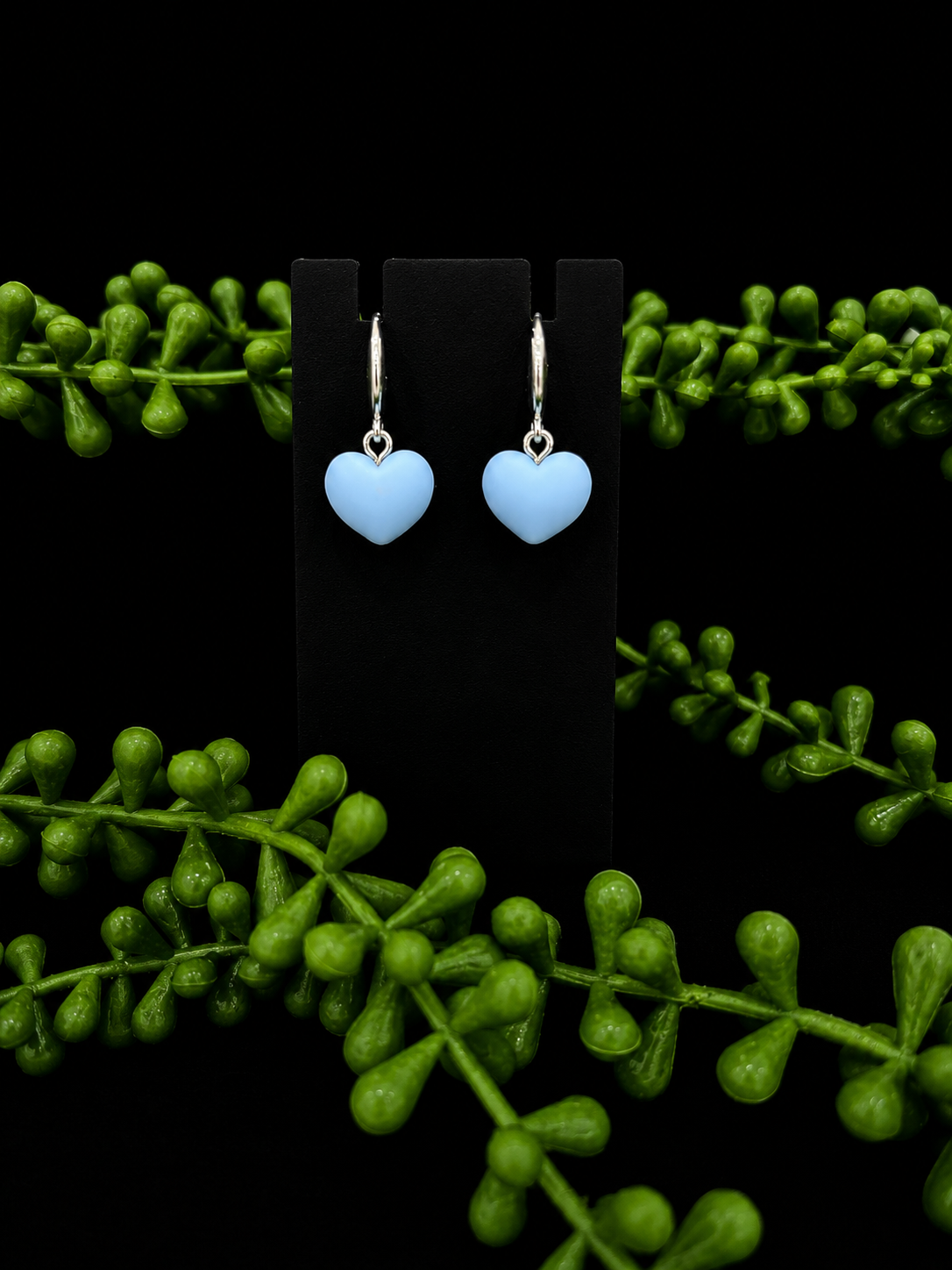 Earrings - Puffy Heart Charms - Light Blue - (Sami Collection)