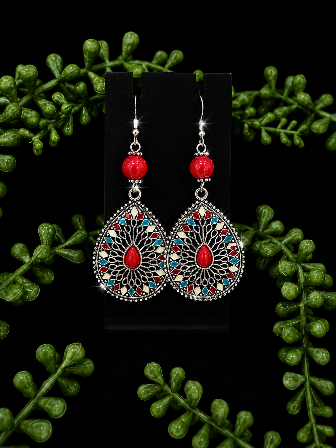 Earrings - Bohemian Red