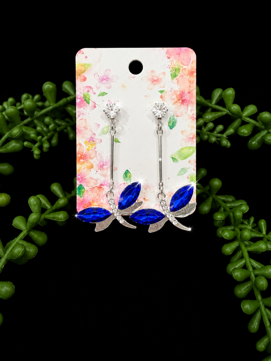 Earrings - Dark Blue Dragonflies