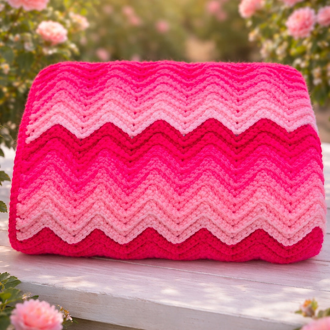 Crochet Blanket Large - Pink Ombre