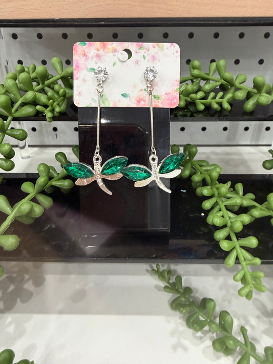 Earrings - Green Dragonflies